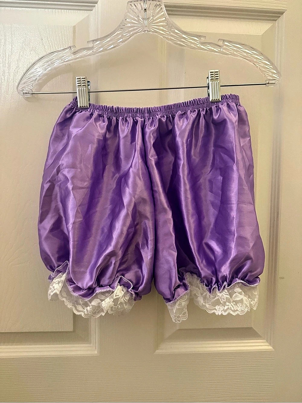 Purple Satin Lace Trim Shorts Size small